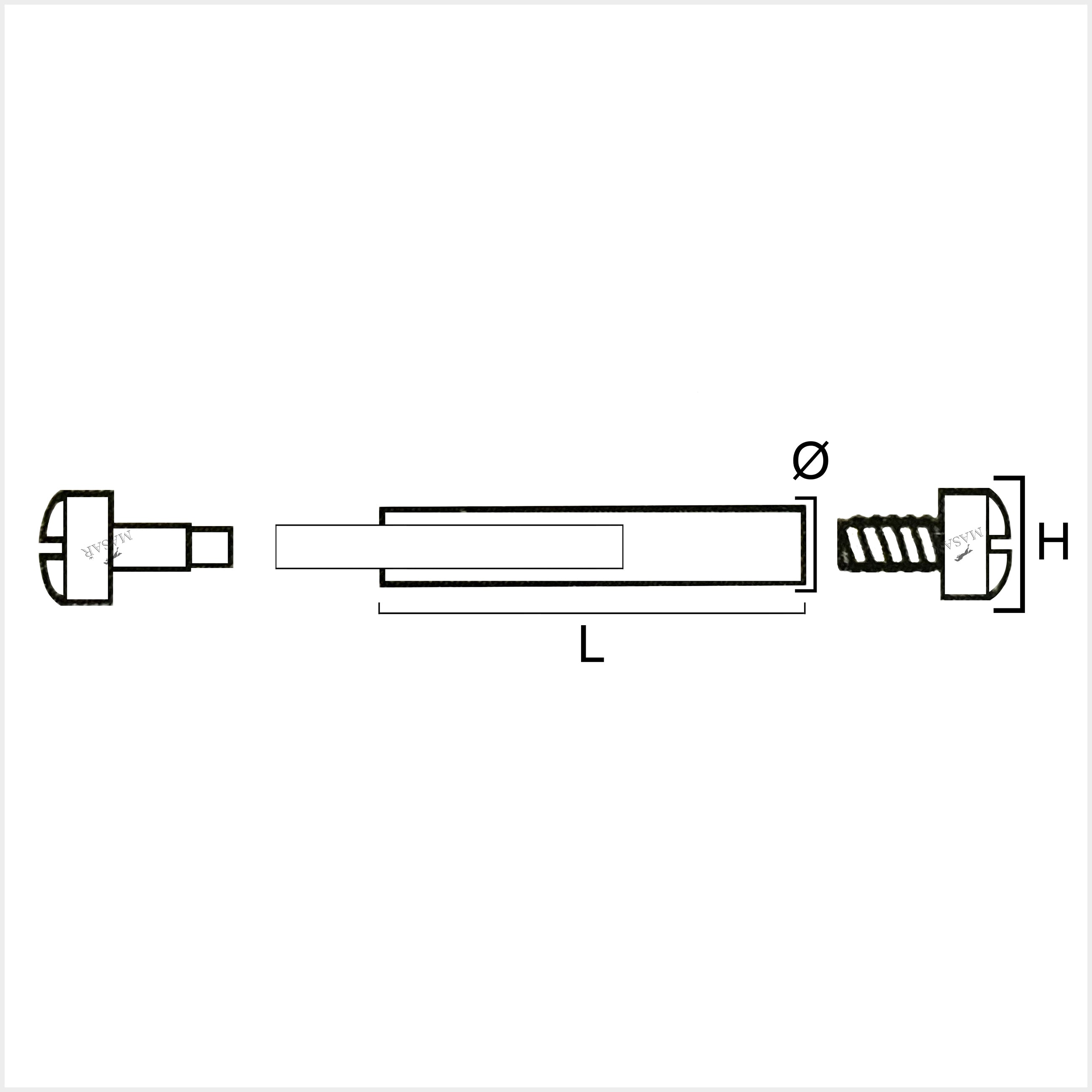 30mm to 36mm Ø 1.0mm to 2.2mm - Head H Ø 1.5mm to 5.0mm - Screw bars and rivet for watch strap - 2 Pcs