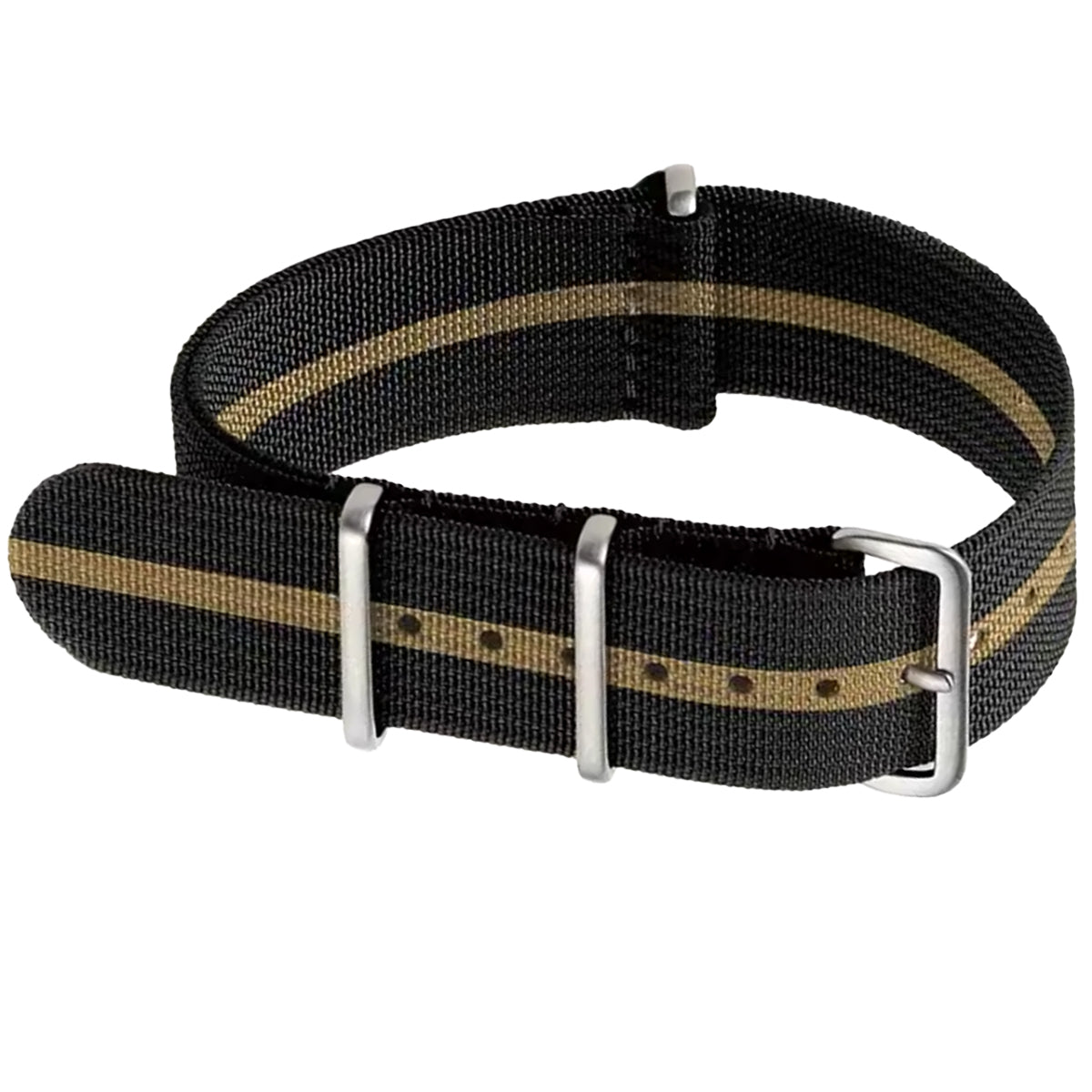 Schwarzes Khaki-G10-Hybrid-Nylon- und Silikongewebe-Nato-Armband – 18 mm, 19 mm, 20 mm, 22 mm, 24 mm