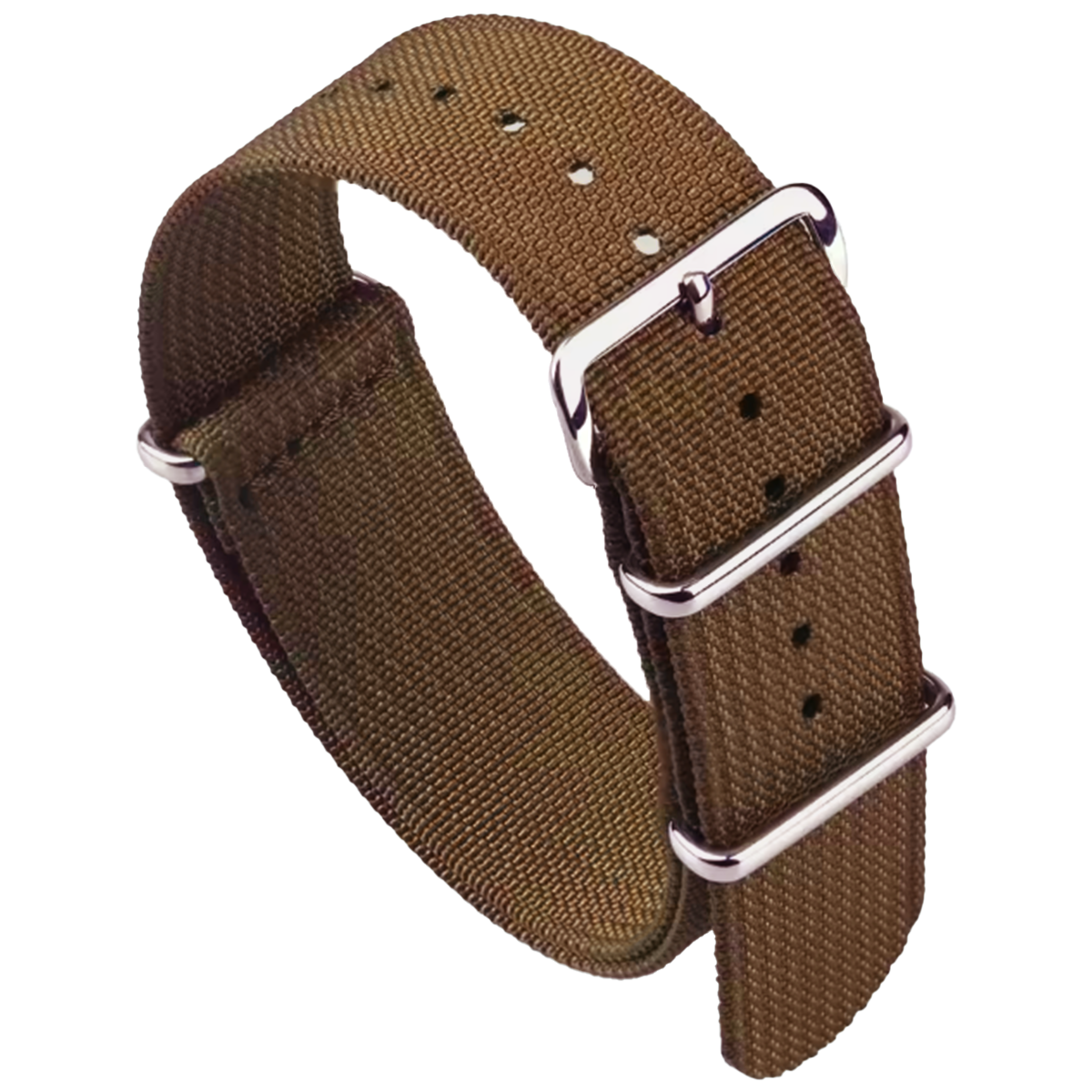 Brown Nato Strap - G10 Hybrid Nylon Fabric &amp; Silicone - 18mm 19mm 20mm 22mm 24mm