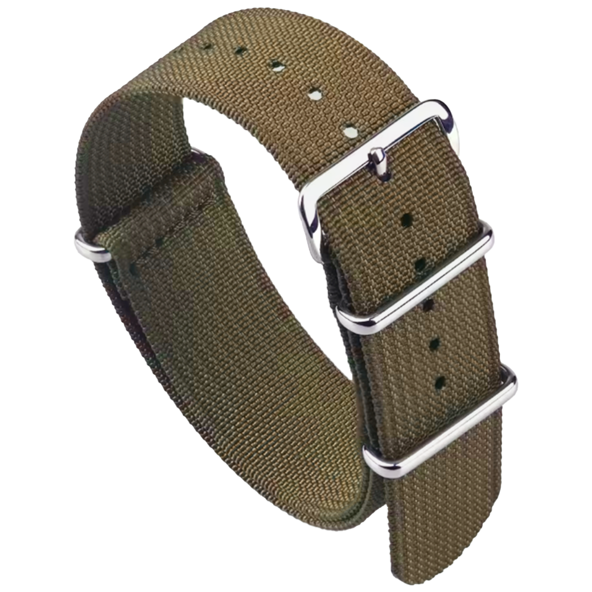 Khakifarbenes Nato-Armband aus G10-Hybrid-Nylon und Silikongewebe – 18 mm, 20 mm, 22 mm