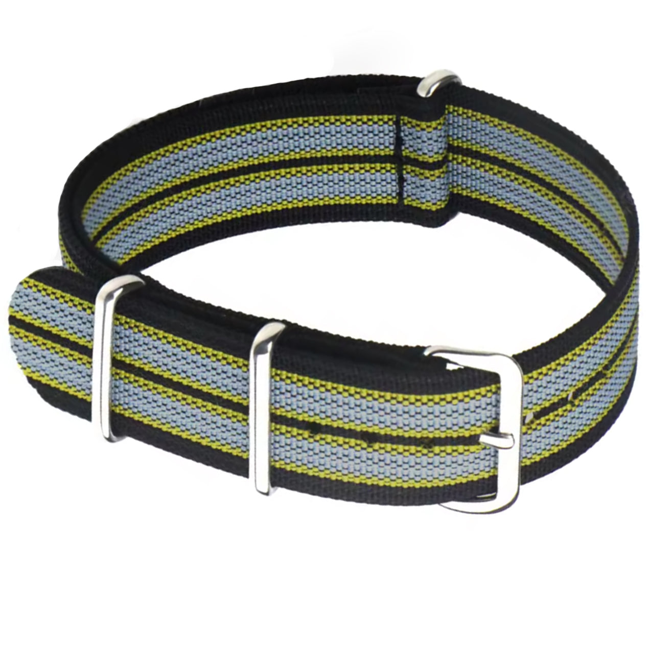 Nato Strap Black Yellow Grey G10 Hybrid Fabric Nylon &amp; Silicone - James Bond - 18mm 20mm 22mm 24mm