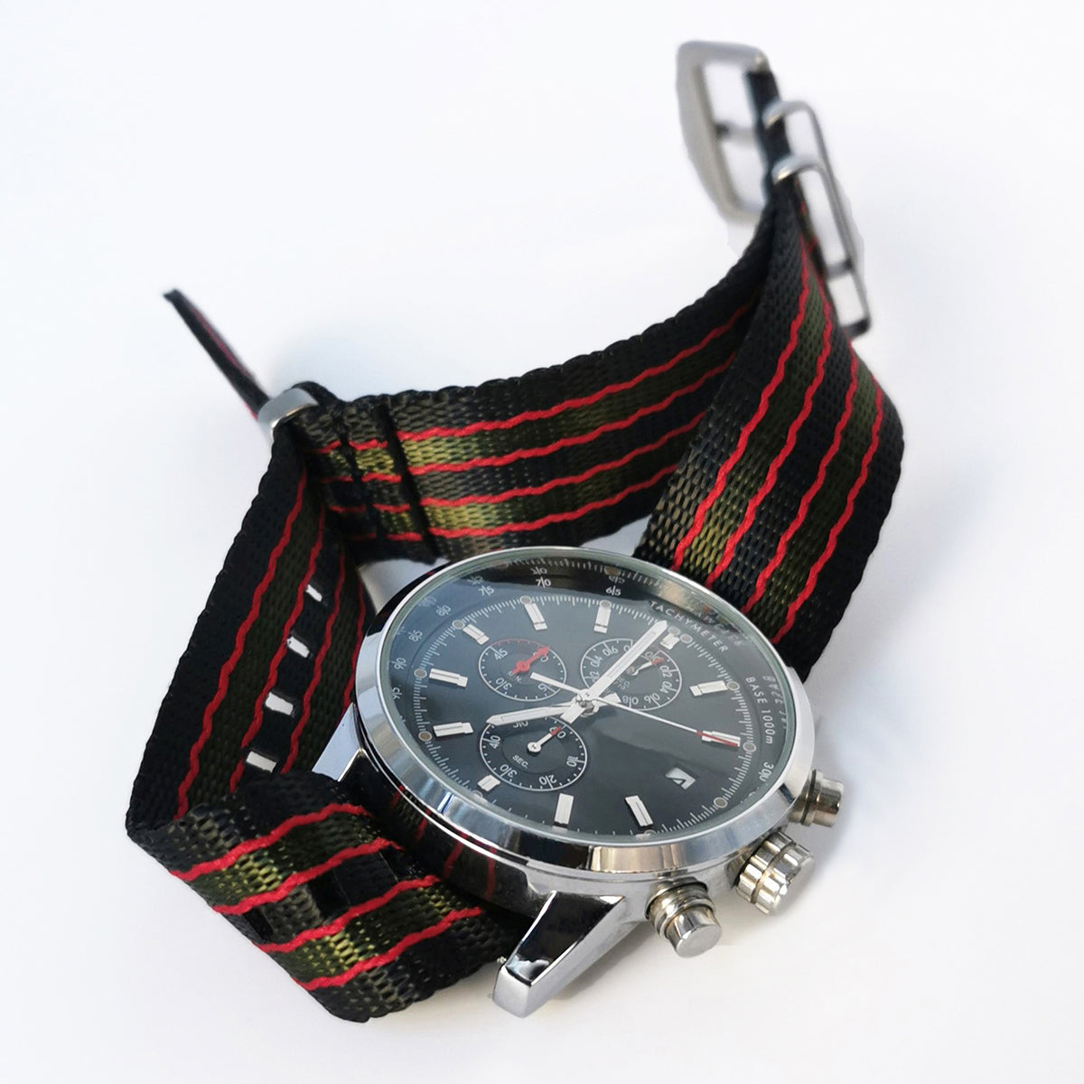 NATO Nylon James Bond - Original - Black / Red / Green / Satin Buckle - Watch Strap - Men