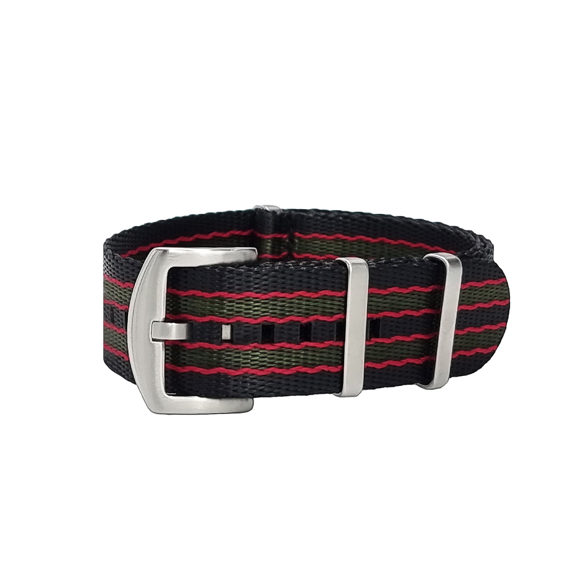 NATO Nylon James Bond - Original - Black / Red / Green / Satin Buckle - Watch Strap - Men