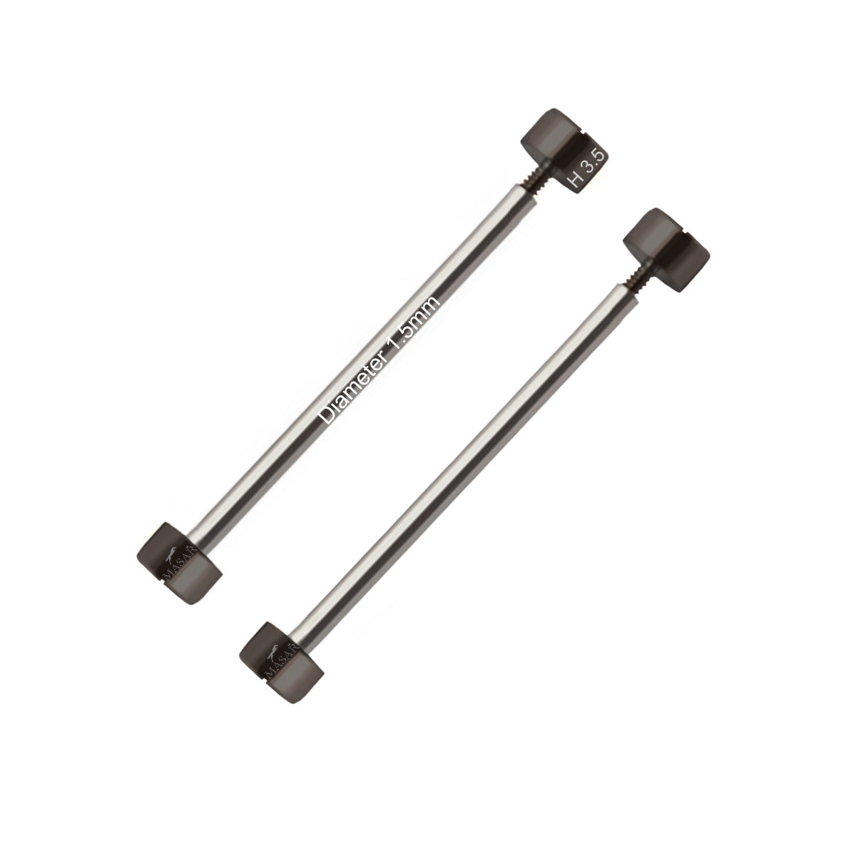 Screw Bars - Diameter 1.5mm, Flat Head H Ø 3.5mm - Watch Strap Fastener - Black - 2 Pcs