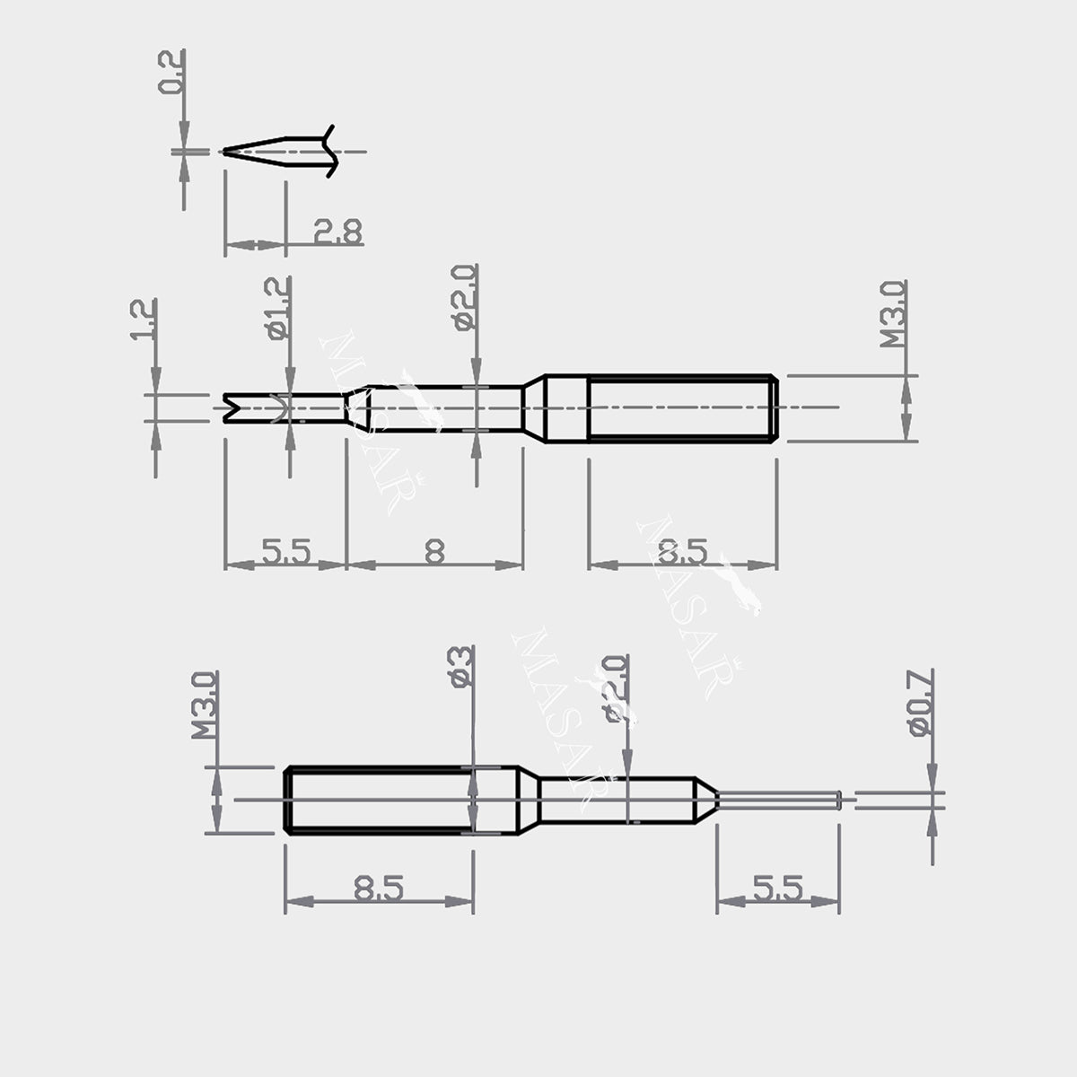 XT Premium F Tool for Spring Bars - for Watch Straps - Forks, Points, Thin - 303 / 420F Stainless Steel
