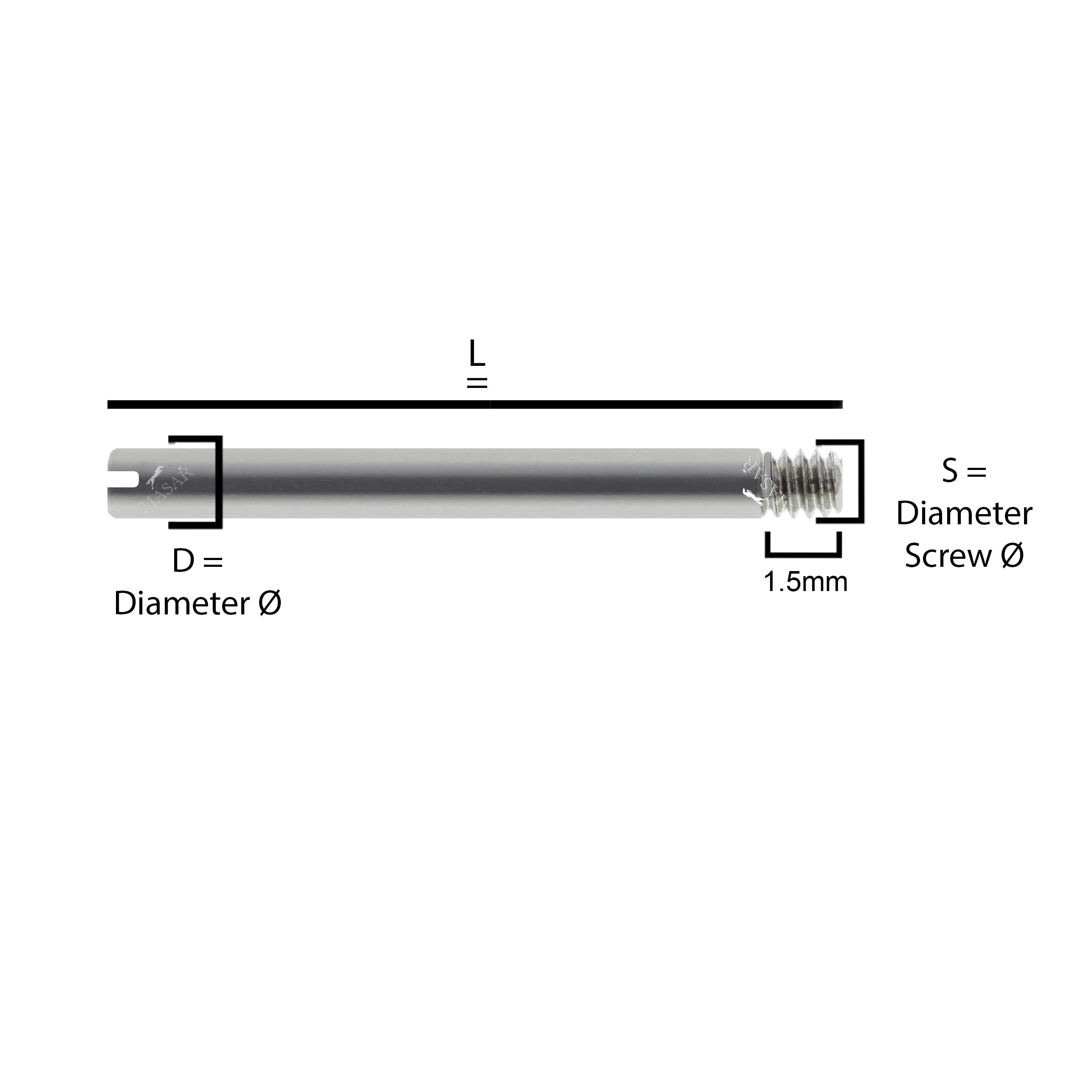 Screw Pin Compatible with Rolex / Tudor among others - for Watch Bracelet Links - Stainless Steel - 2 Pcs