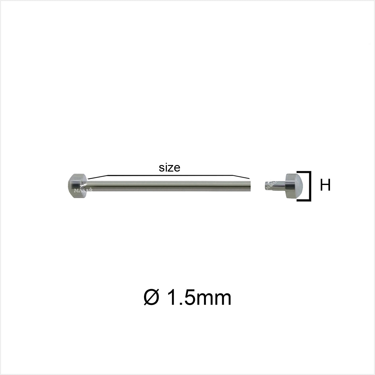 Rivet Bars - 20mm to 28mm Ø 1.5mm - Head H Ø 3.5mm or 4.0mm - Watch Strap Fastener - Rose Gold - 2 Pcs