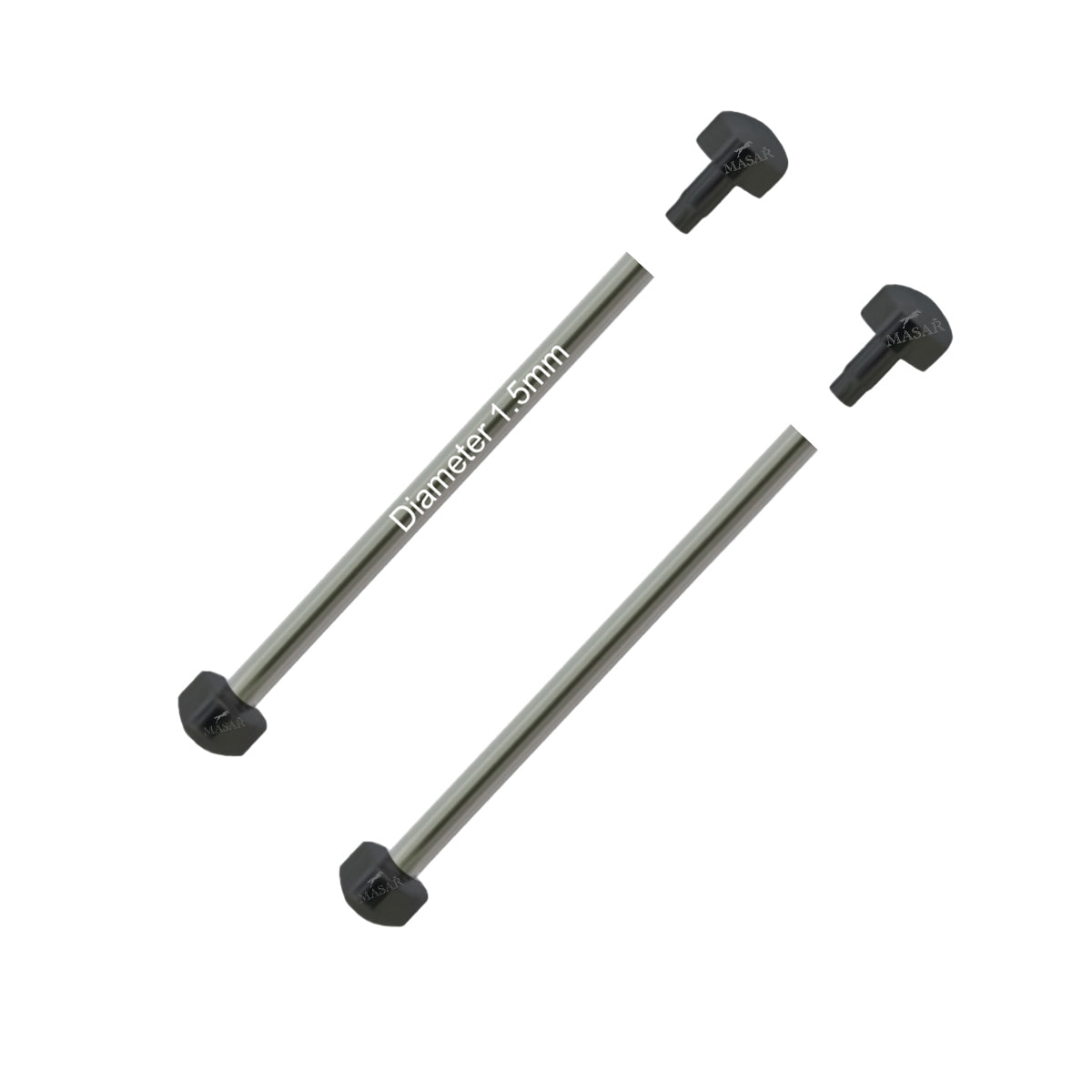 Rivet Bars - 20mm to 28mm Ø 1.5mm - Head H Ø 3.5mm or 4.0mm - Watch Strap Fastener - Black - 2 Pcs