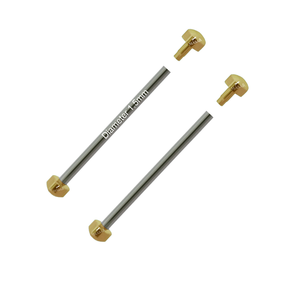 Rivet Bars - 20mm to 28mm Ø 1.5mm - Head H Ø 3.5mm or 4.0mm - Watch Strap Fastener - Gold/Gold - 2 Pcs