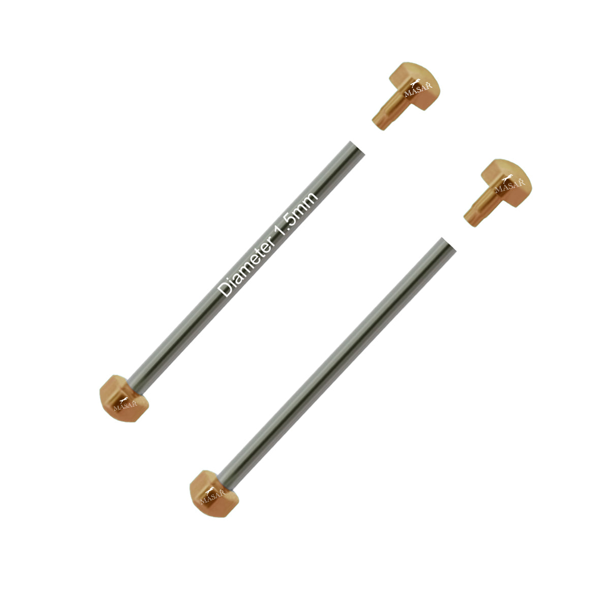 Rivet Bars - 20mm to 28mm Ø 1.5mm - Head H Ø 3.5mm or 4.0mm - Watch Strap Fastener - Rose Gold - 2 Pcs