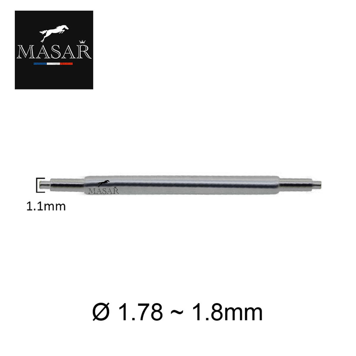 10mm to 40mm UDS Ø 1.78mm - Spring bars for watch strap - Stainless steel - Universal - 0.8mm - 2 pcs