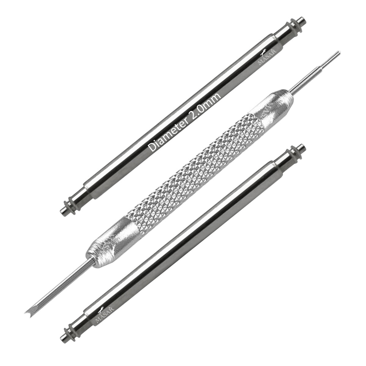 SLX Ø 2.0mm - 2 Pcs + 1 Tool - Spring bars for watch strap - 316L stainless steel - 0.8mm
