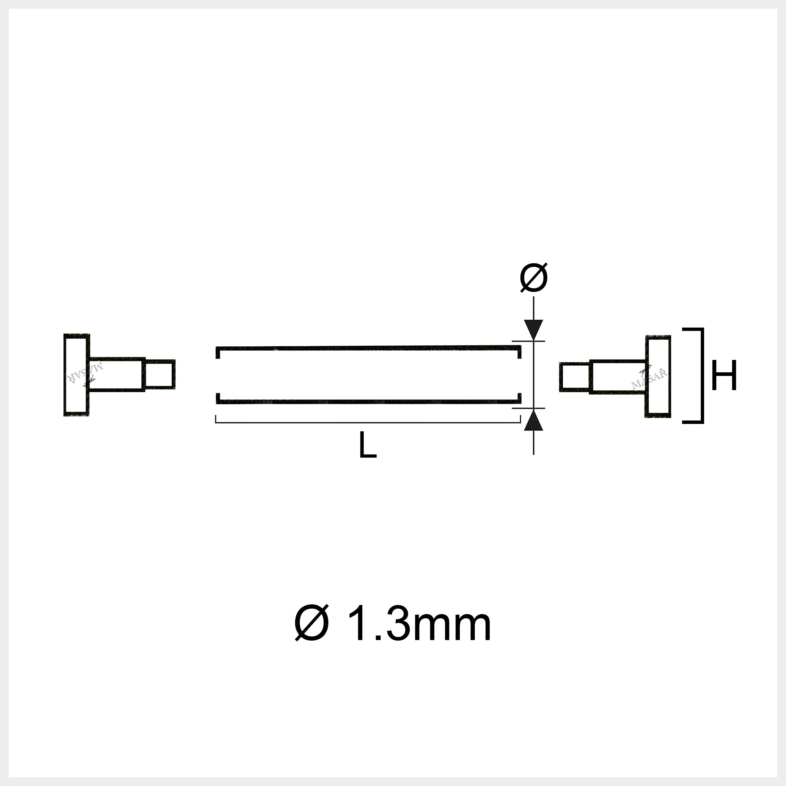 Rivet Bars - 10mm to 28mm Ø 1.3mm - Flat Head H Ø 4.0mm, Imitation Screw - Watch Strap Fastener - Silver - 2 Pcs