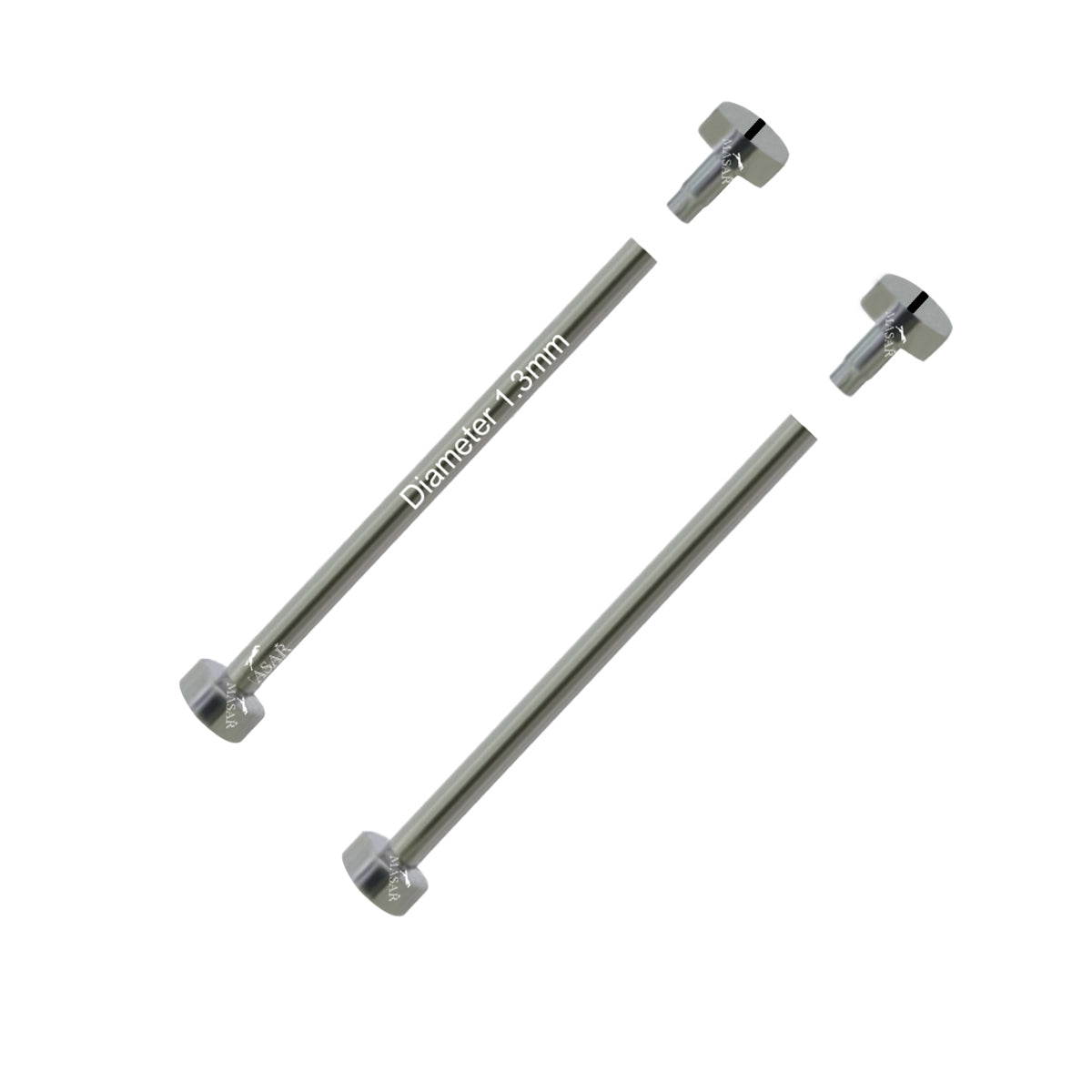 Rivet Bars - 10mm to 28mm Ø 1.3mm - Flat Head H Ø 4.0mm, Imitation Screw - Watch Strap Fastener - Silver - 2 Pcs