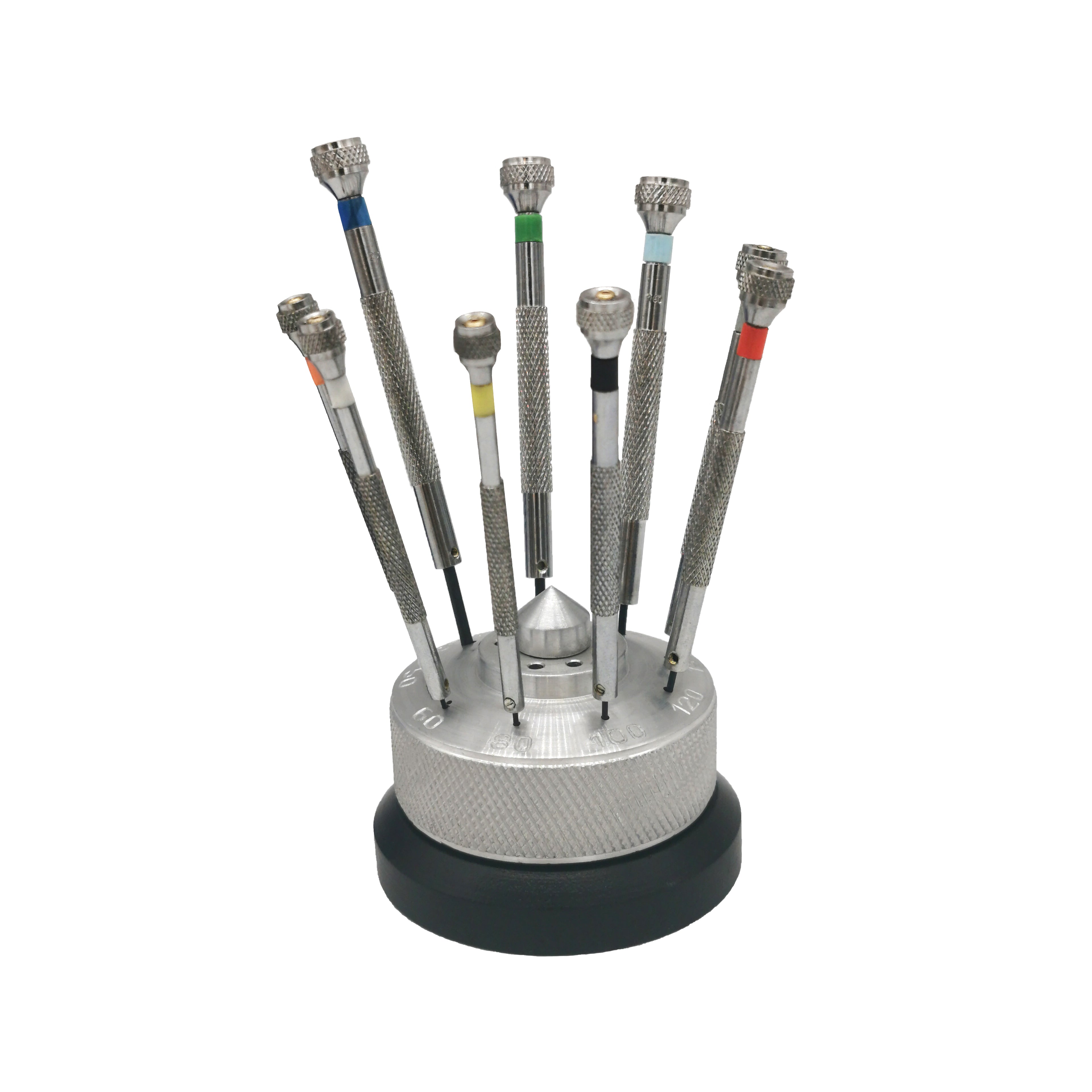 Kit - 9 Flat Screwdrivers with Rotating Holder - Replacement Blades Included