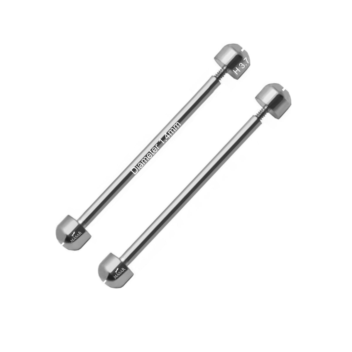 Screw Bars - Diameter 1.4mm, Head H Ø 3.7mm - Watch Strap Fastener - Silver - 2 Pcs