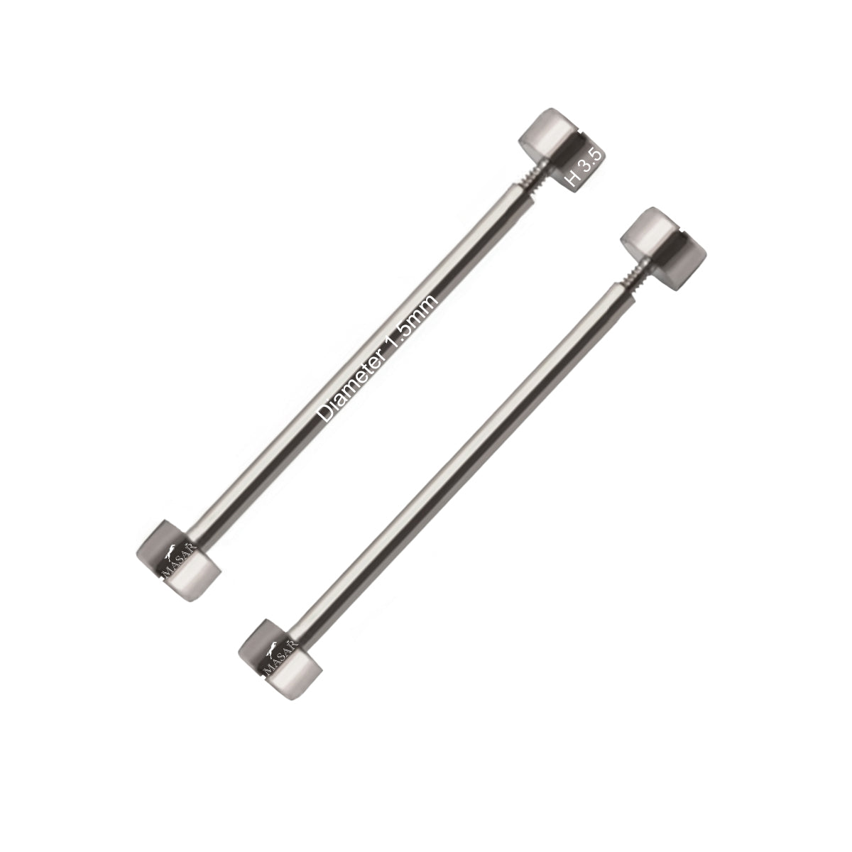 Screw Bars - Diameter 1.5mm, Flat Head H Ø 3.5mm - Watch Strap Fastener - Silver - 2 Pcs