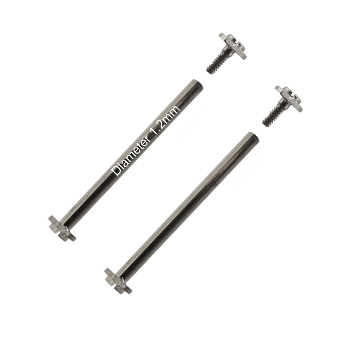 Screw - 8mm to 28mm Ø 1.2mm - Head H Ø 2.5mm - Watch strap attachment - Silver - 2 Pcs