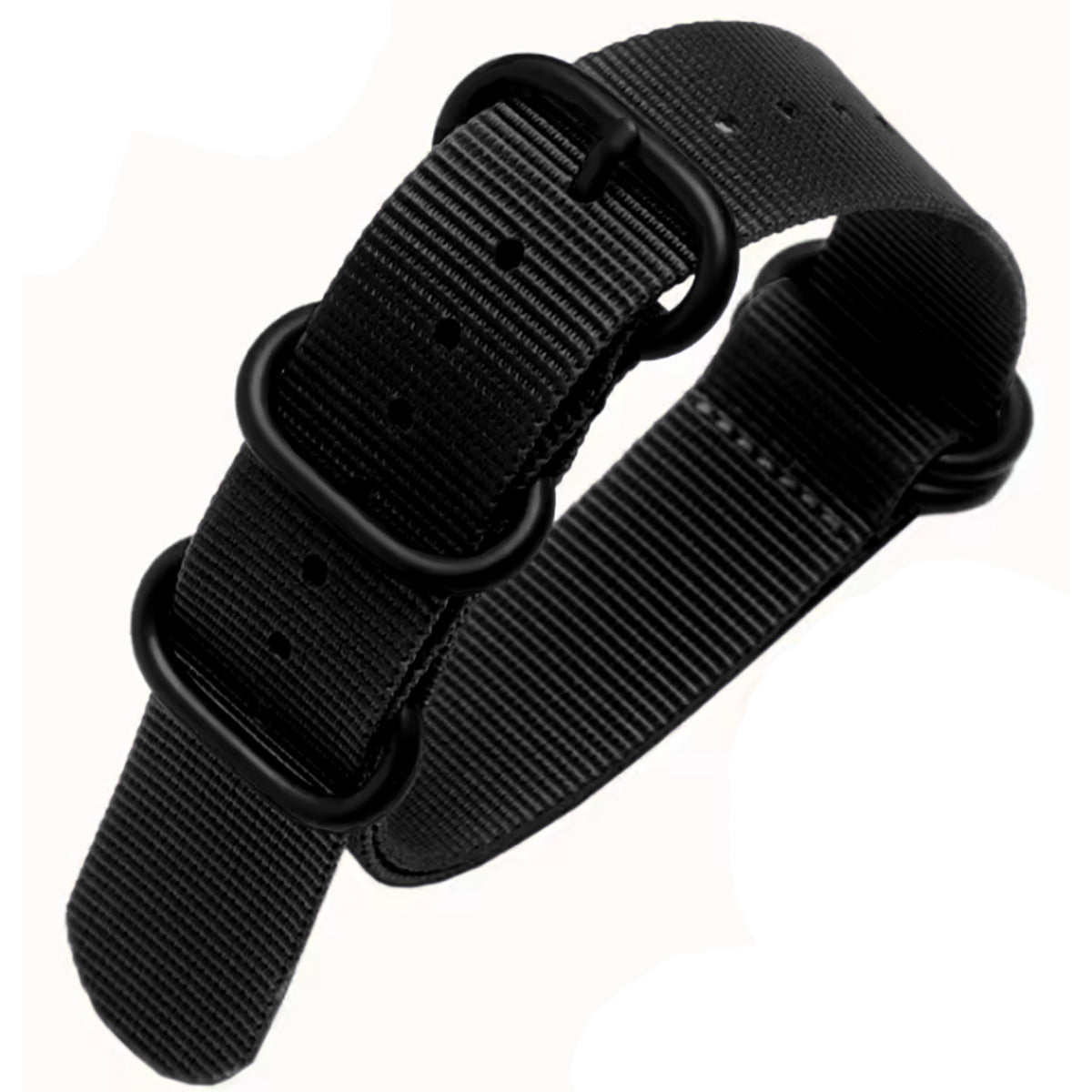 ZULU Nato Strap 21mm - Black / Full Black - Men - Nylon Strap 1.2mm