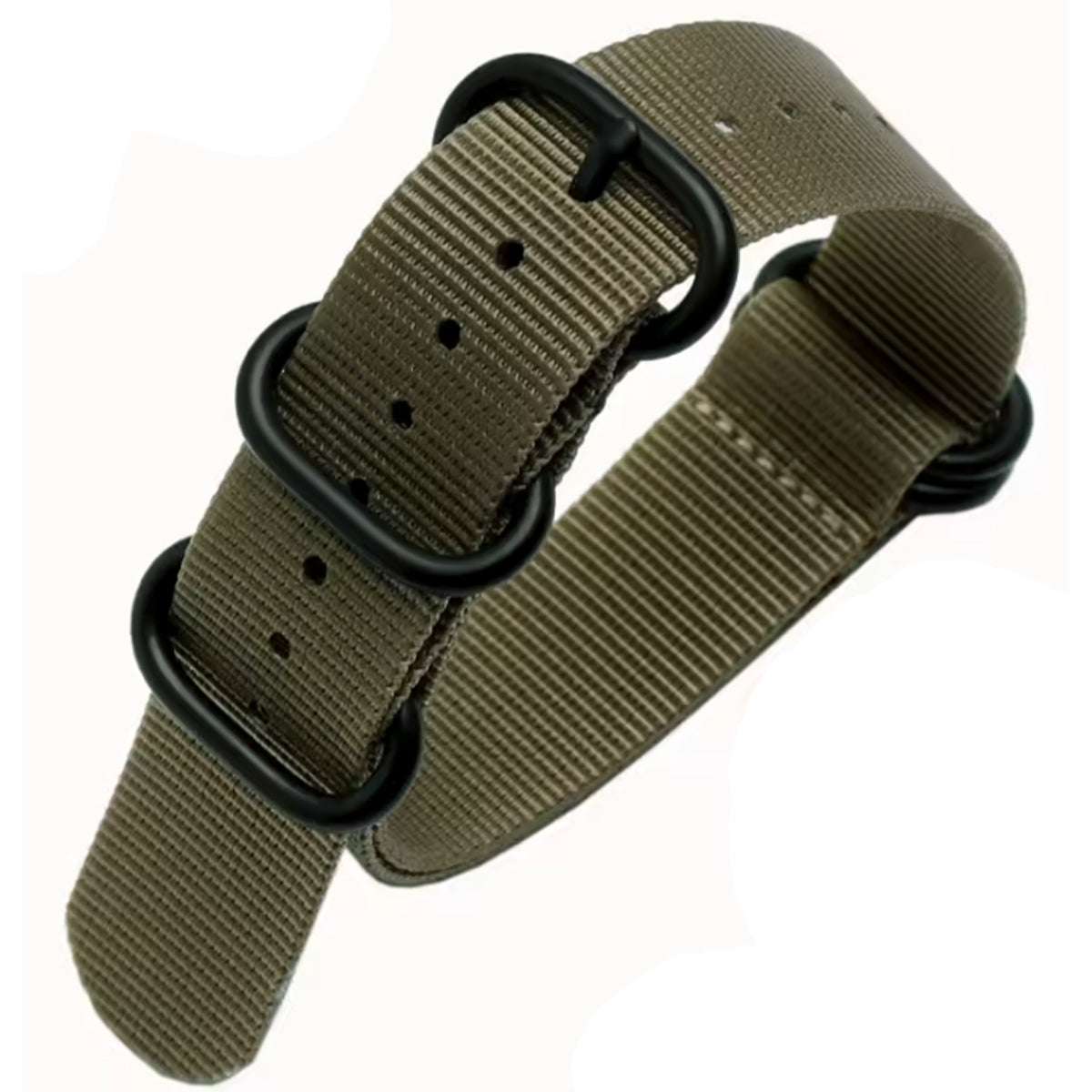 ZULU Nato Strap 21mm Nylon Green - Olive / Black Buckle - Men - 1.2mm Nylon Strap