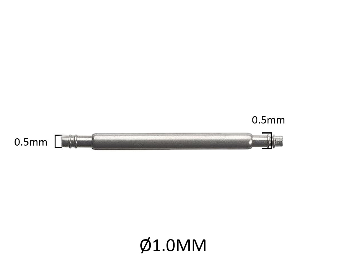SLX Ø 1.0mm - Ultra Thin, Spring Bars for Watch Strap - 316L Stainless Steel - 0.5mm - 2 pcs