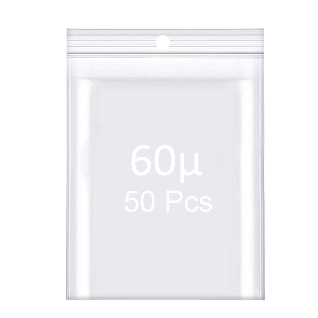 60µ Zip Bag – Transparent (Pack of 50, 100, or 1000 Pcs)