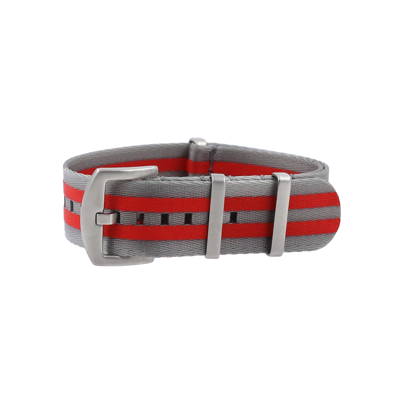 NATO Nylon Light Grey / Red / Satin Buckle - Soft - Watch Strap - Men