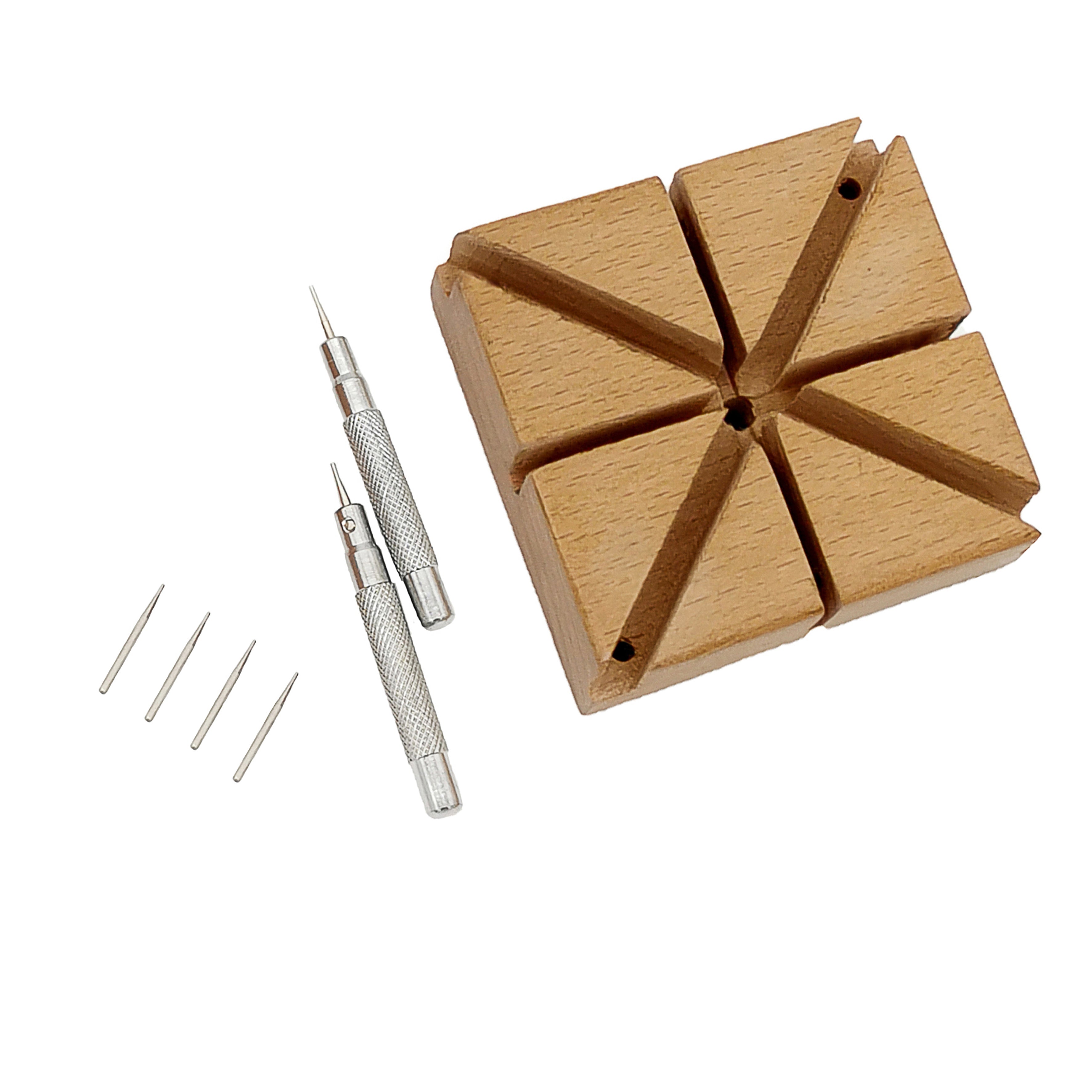 8pcs Wooden Watch Band Repair Tool Kit - Hammer - Holder