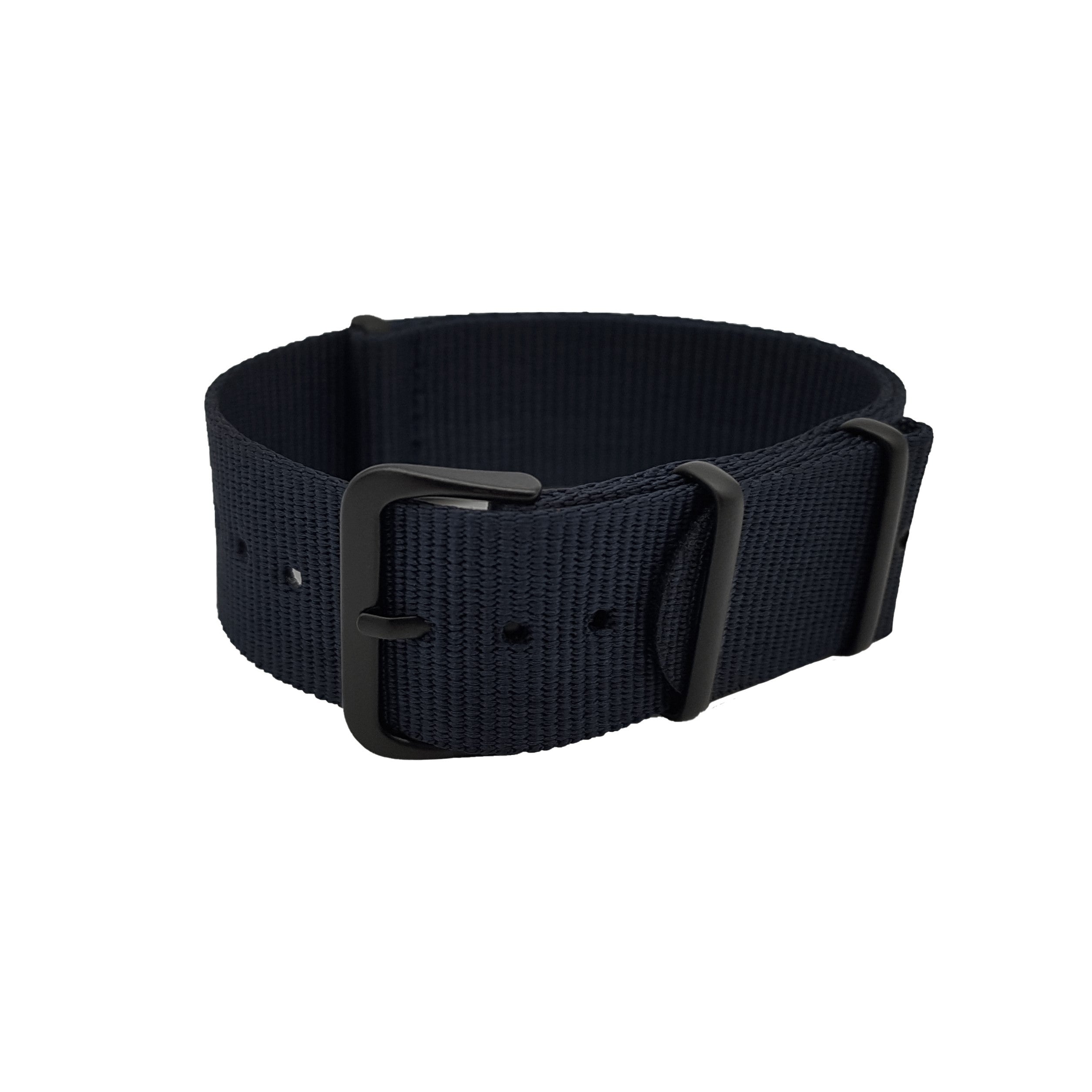 NATO Nylon Black / Black Buckle - Soft - Bracleet for lightweight watch - Thickness 1mm