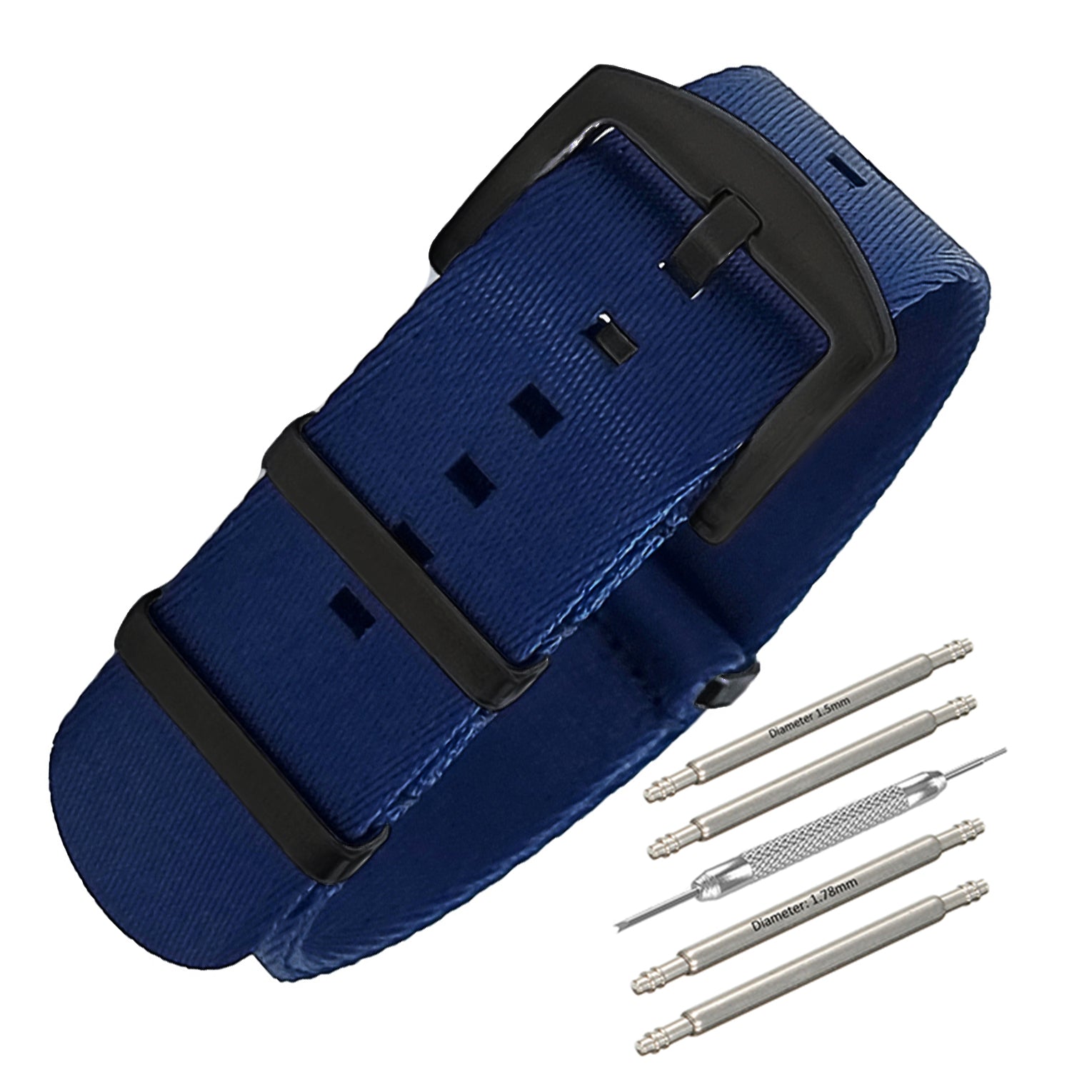 NATO Nylon Blue / Black Buckle Black - Soft - Watch Strap - Men