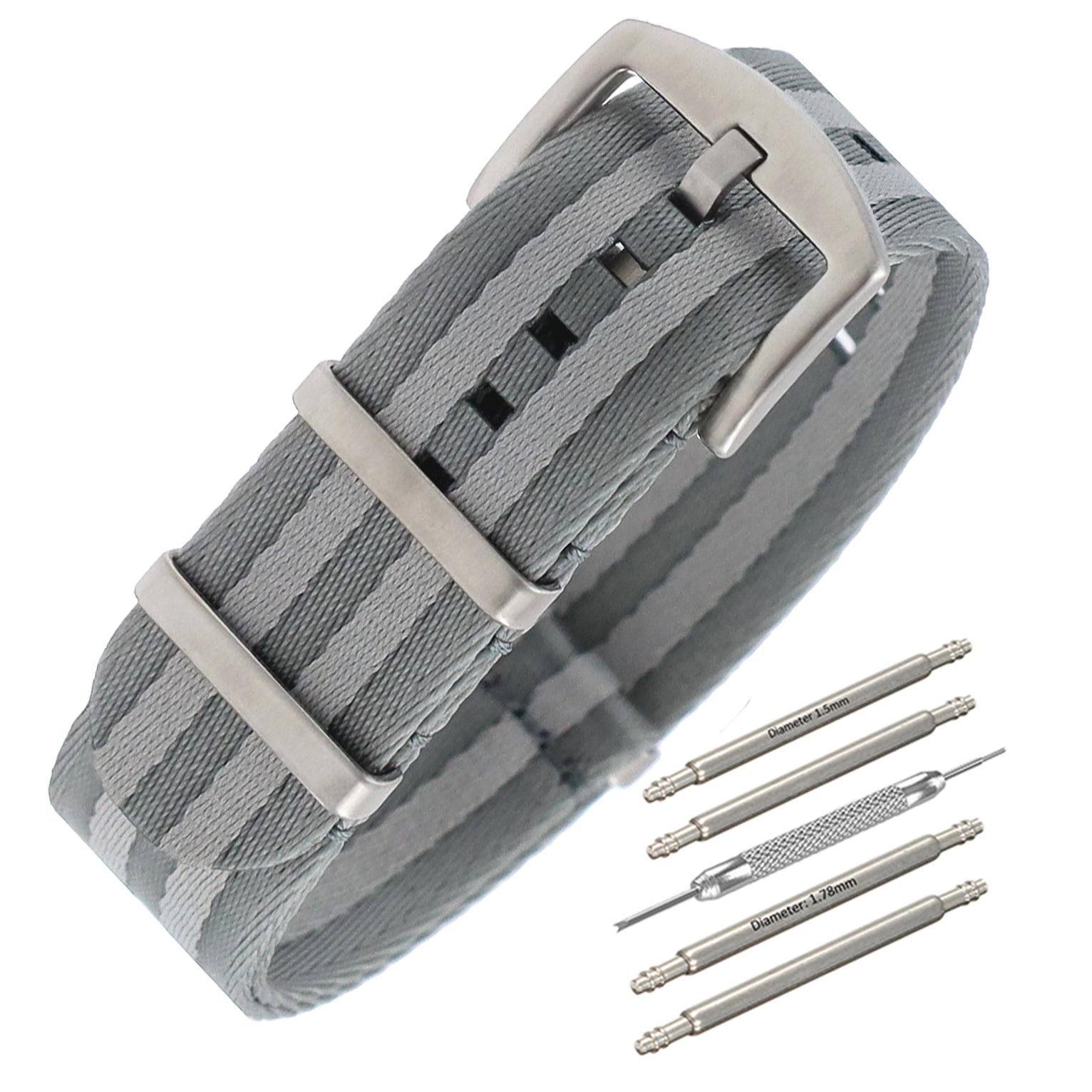 NATO Nylon Grey / Light Grey - Soft - Watch Strap - Men