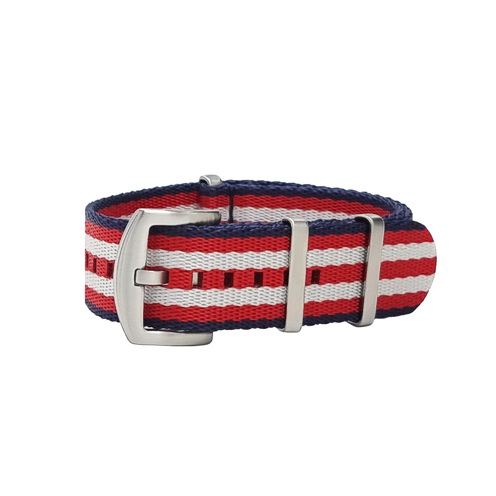 Nato Strap 22mm Nylon / Blue / White / Red Satin Buckle - Soft - Watch Strap - Men