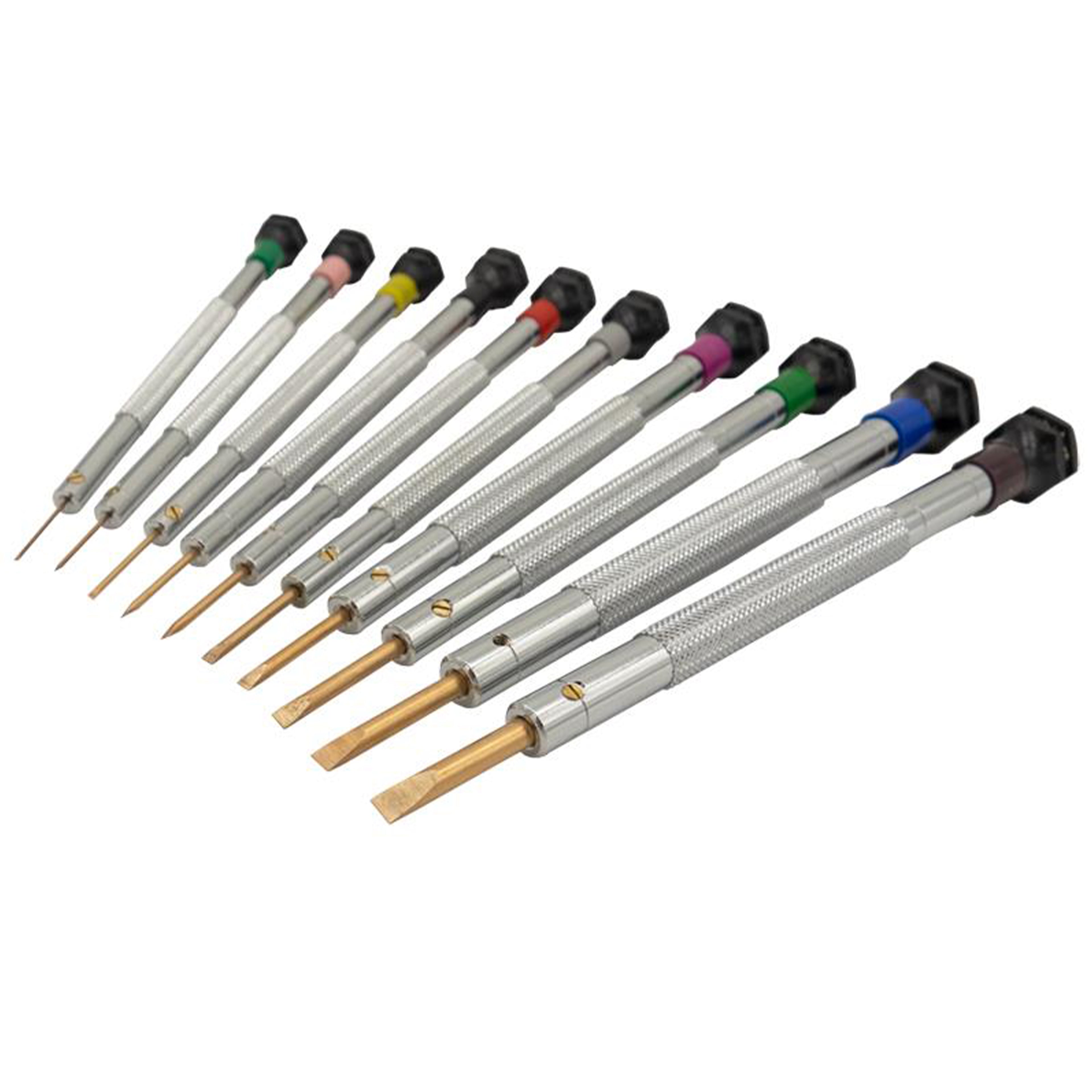 Flat Screwdriver - XT Premium - 100% Antimagnetic - 9 Pcs with rotating support - Made in France