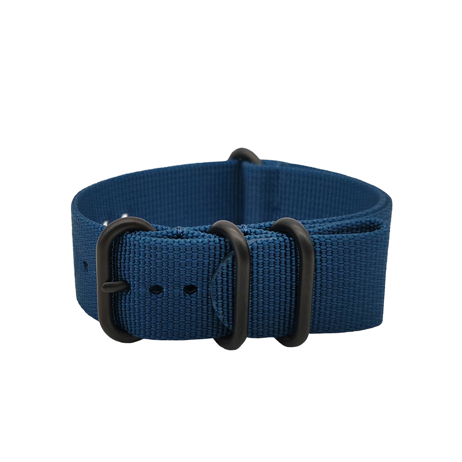 ZULU 24mm Nylon Nato Strap - Blue / Black Buckle - Men - 2mm Stiff and Thick Strap