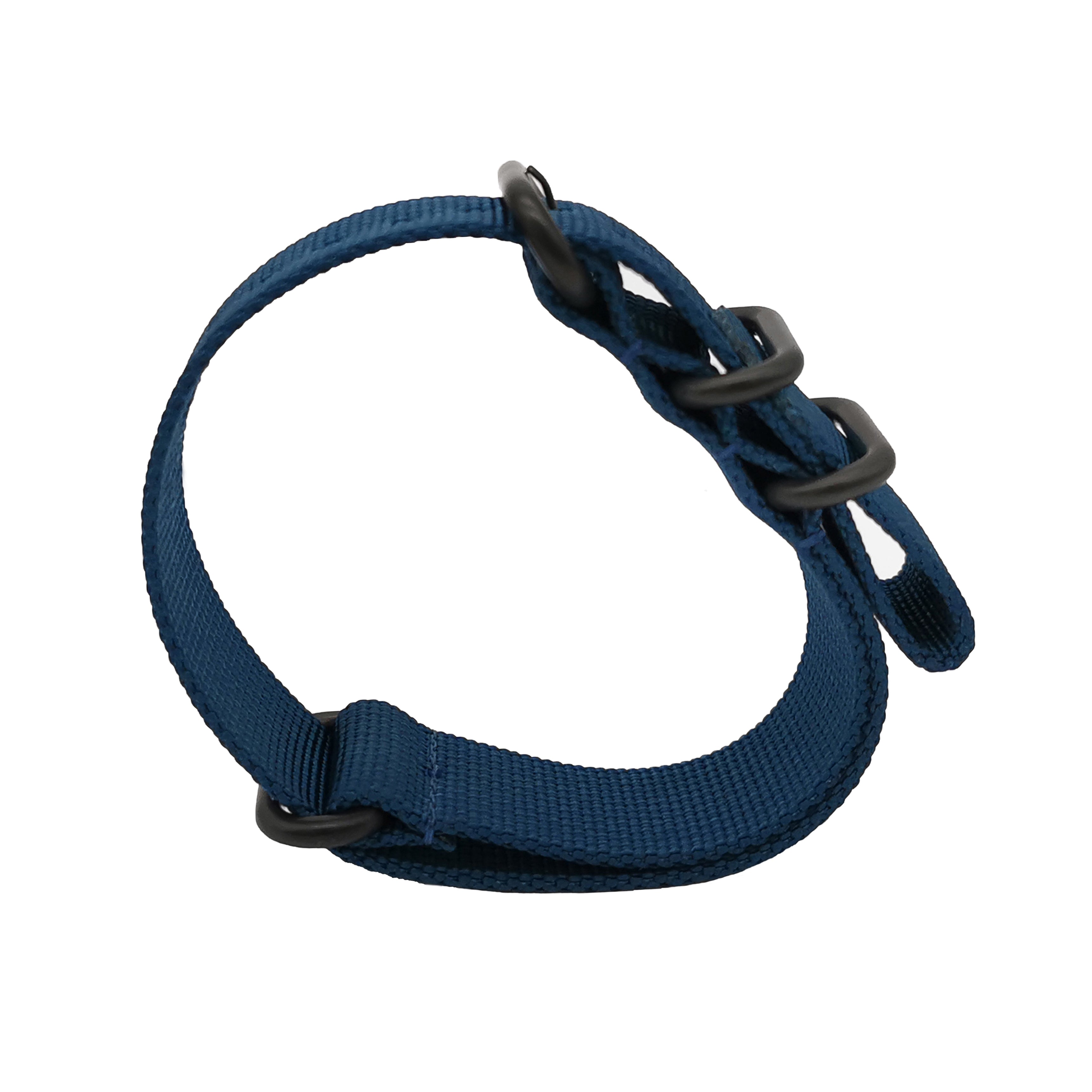 ZULU 20mm Nylon Nato Strap - Blue / Black Buckle - Men - 2mm Thick Stiff Strap