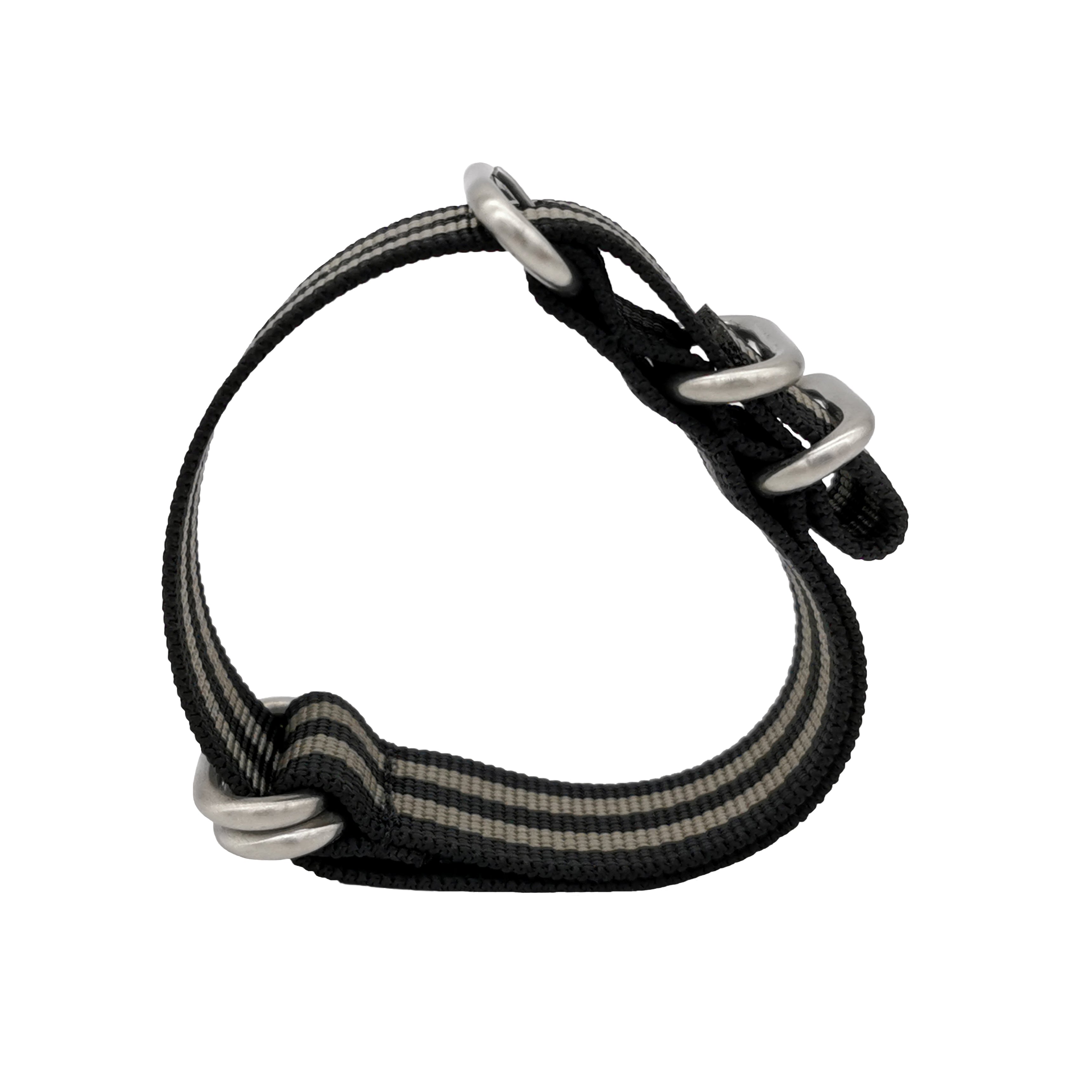 ZULU 22mm Nylon Nato Strap - Black Grey / Black Buckle - Men - 2mm Thick Stiff Strap
