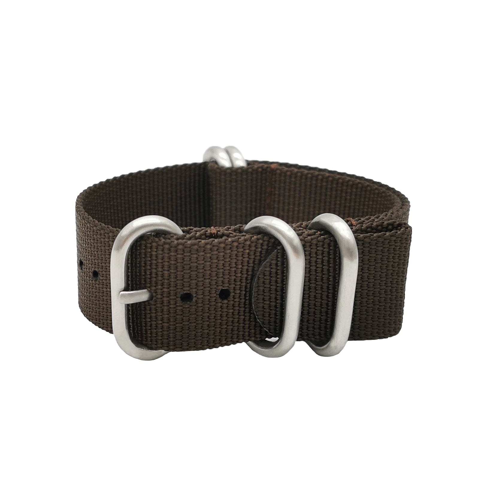 ZULU 20mm Nylon Nato Strap - Brown / Satin Buckle - Men - 2mm Thick Stiff Strap