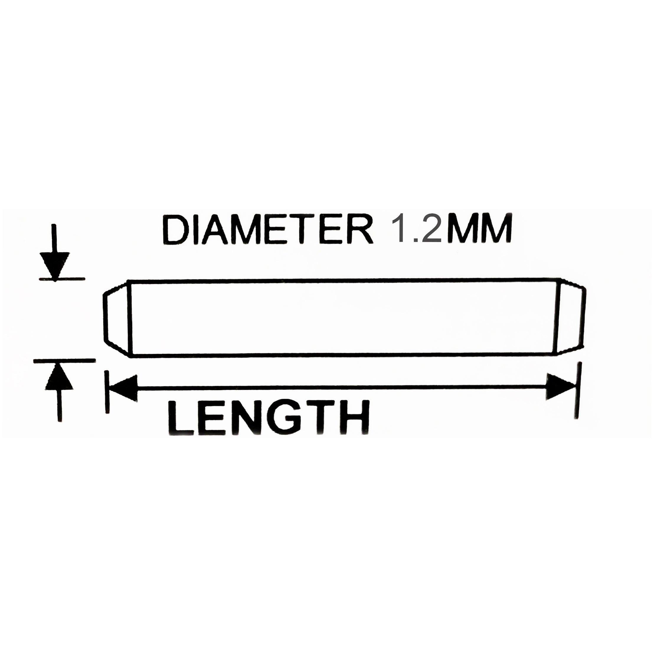10mm to 24mm Ø 1.2mm - Pins - Solid Round Bars - for Watch Strap - 316L Stainless Steel - 2 Pcs