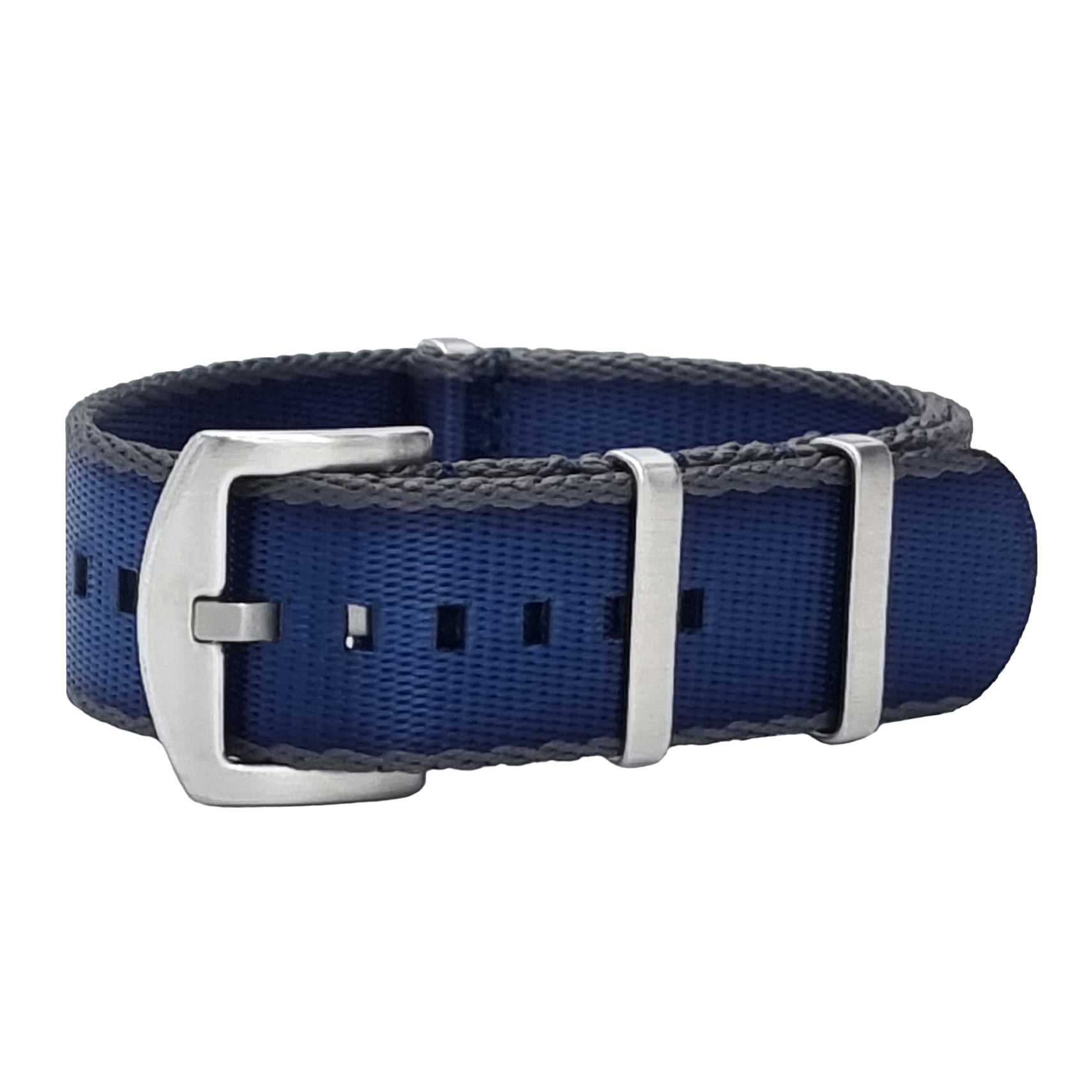 NATO Nylon Dark Grey / Blue / Satin Buckle - Watch Strap - Men