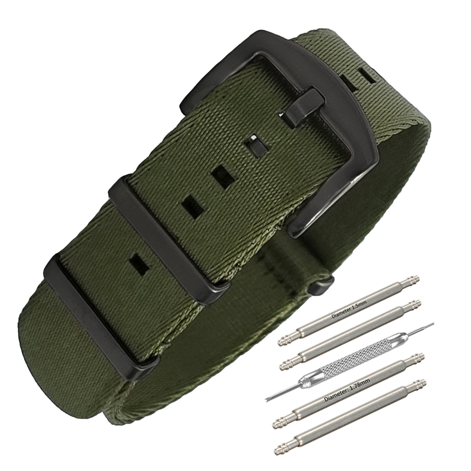 NATO Nylon Army Green / Black Buckle - Soft - Watch Strap - Men