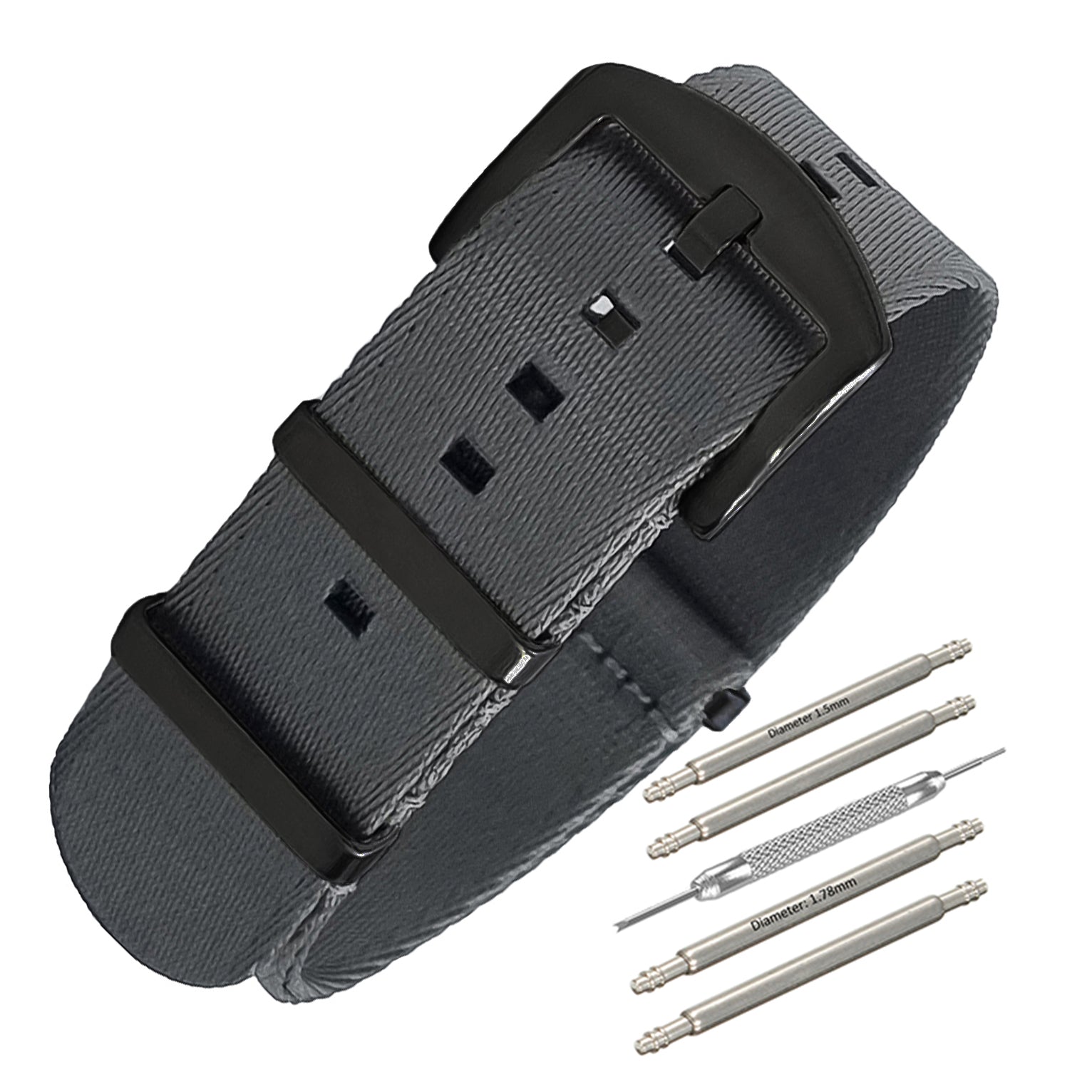 NATO Nylon Grey / Black Buckle - Soft - Watch Strap - Men