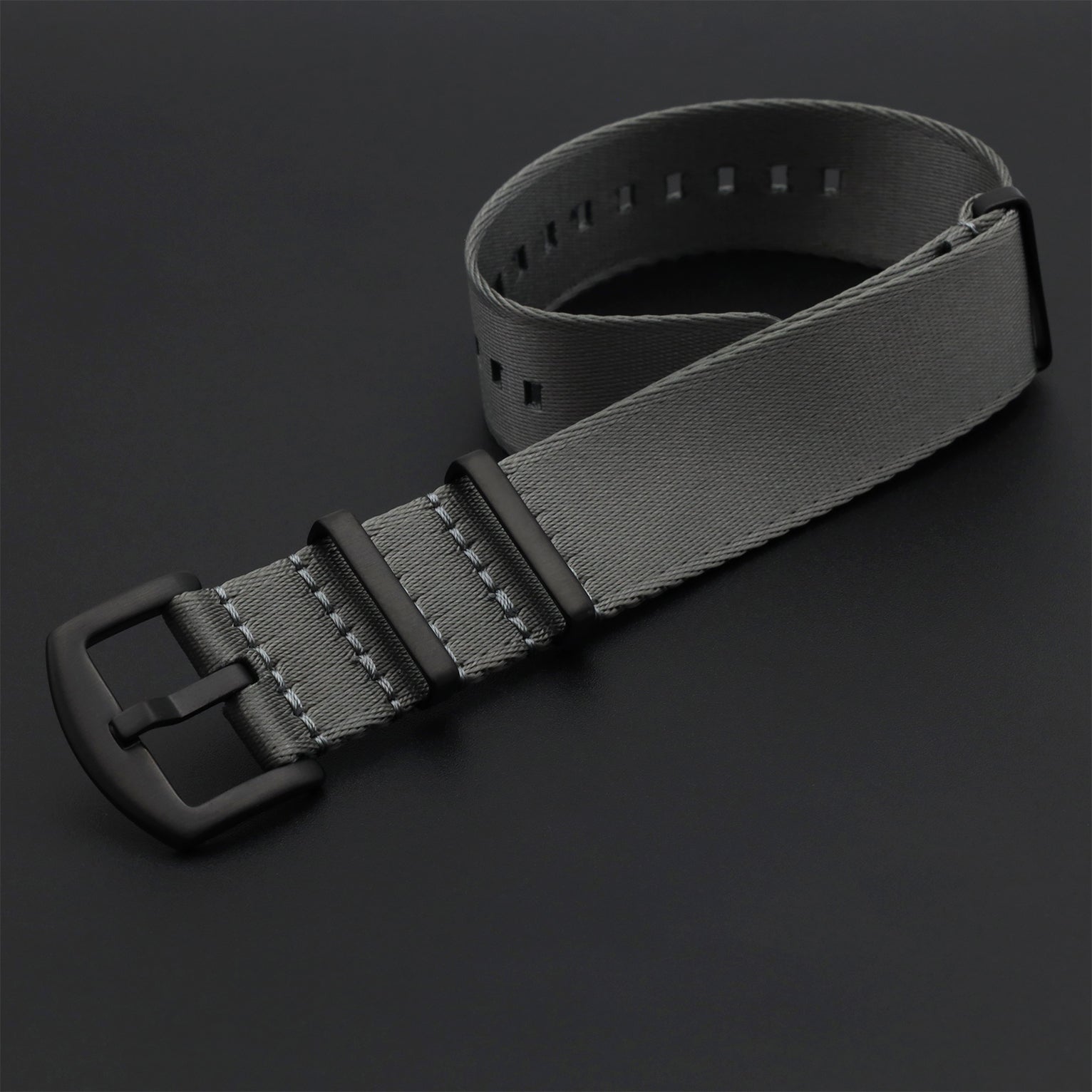 NATO Nylon Grey / Black Buckle - Soft - Watch Strap - Men