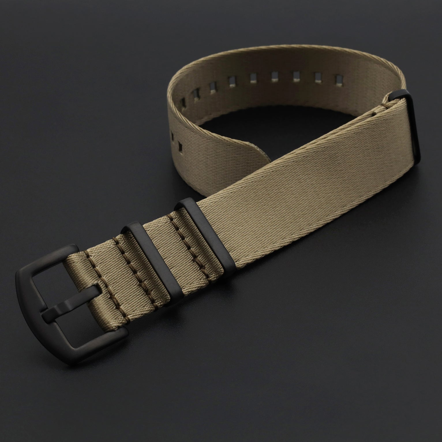 NATO Nylon Khaki - Soft - Khaki / Black Buckle - Watch Strap - Men
