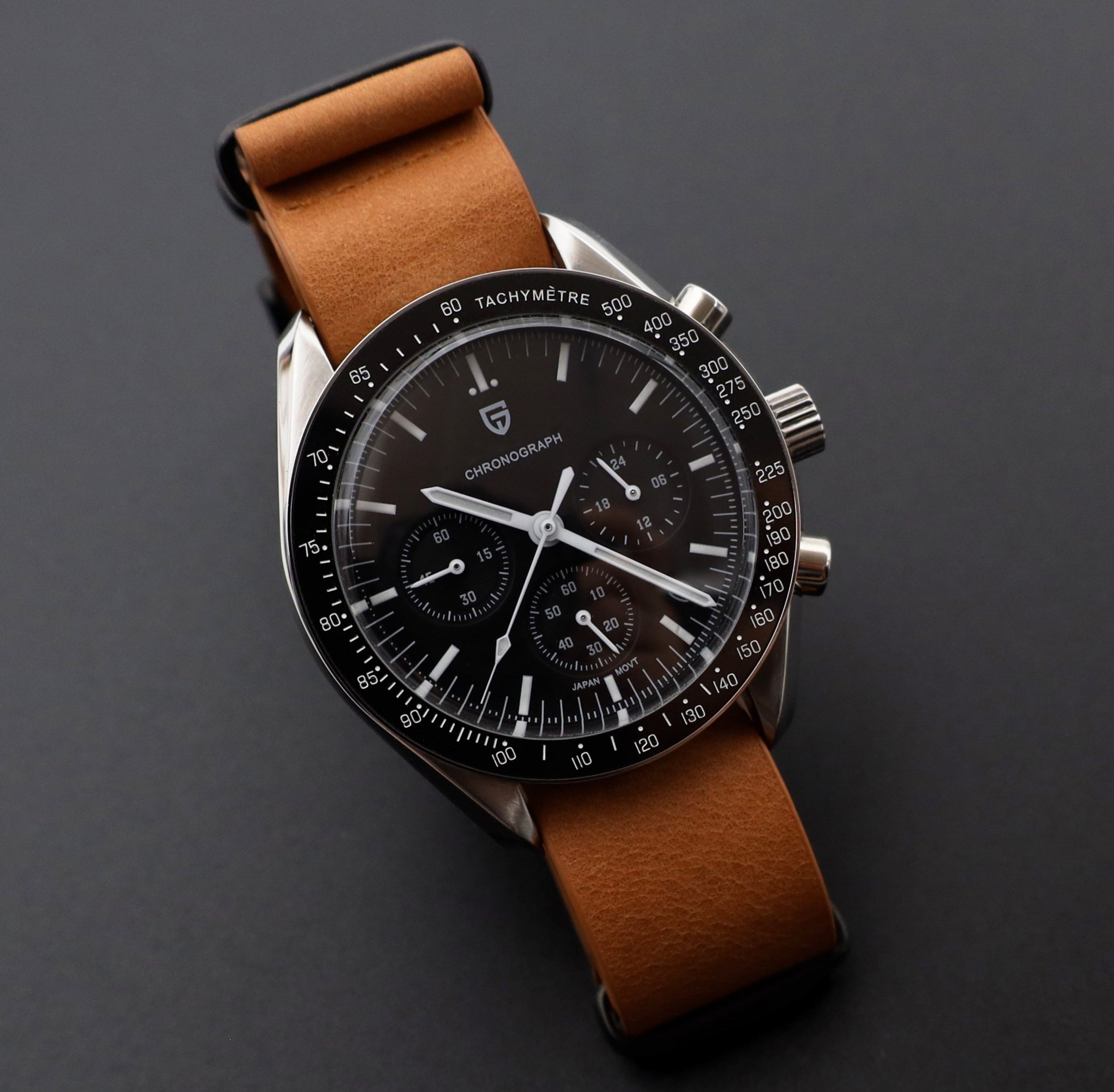 20mm Nato Watch Strap Brown Leather &amp; Black Buckle Masar