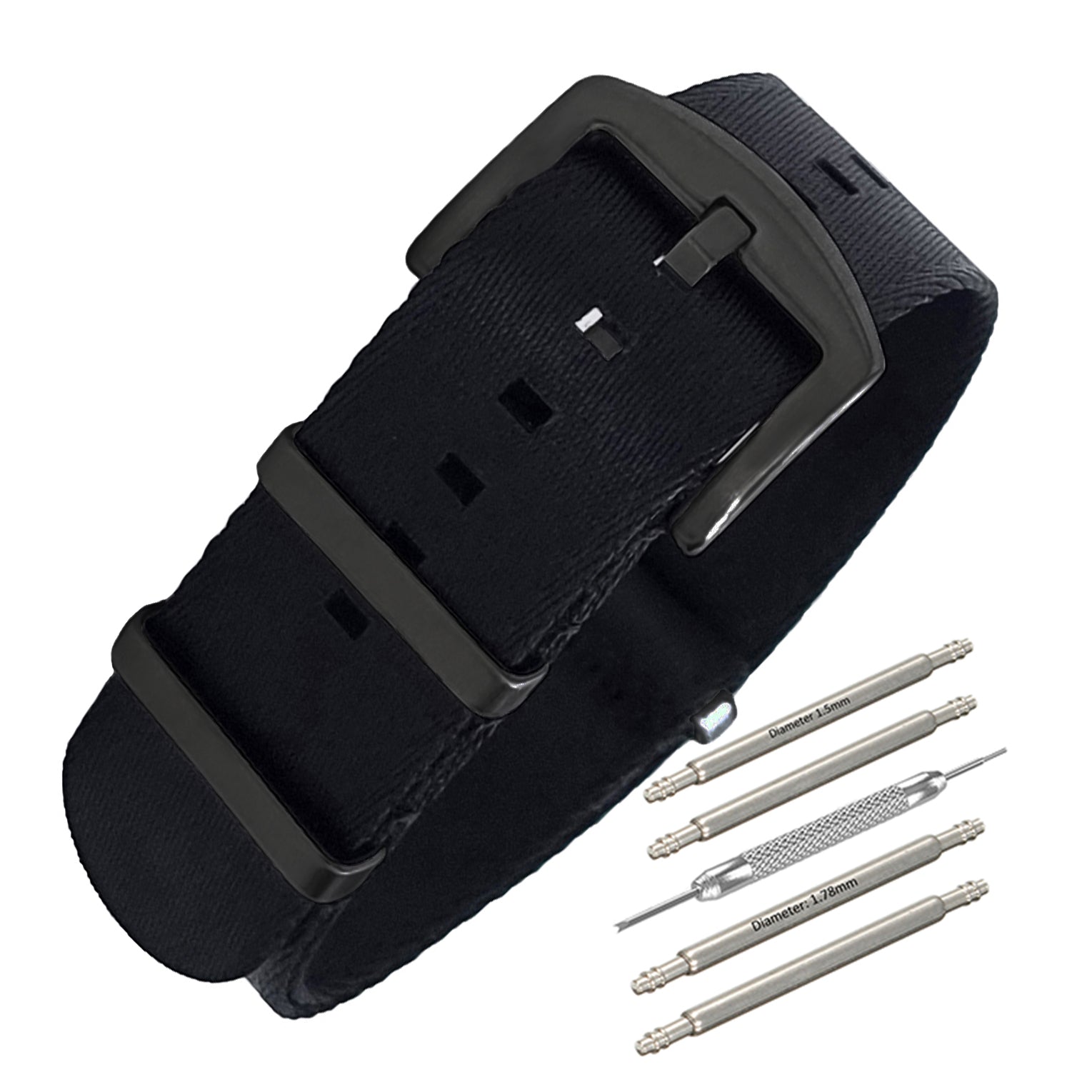NATO Nylon Black Buckle Black - Soft - Watch Strap - Men